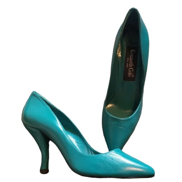 Kenneth Cole Shoes - KENNETH COLE Teal Leather Heels (Size 6B)
